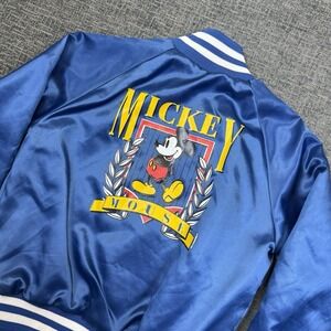 Vintage 80s 90's Chalk‎ Line Mickey Mouse & Minnie Toddler Satin Jacket Blue 6/7